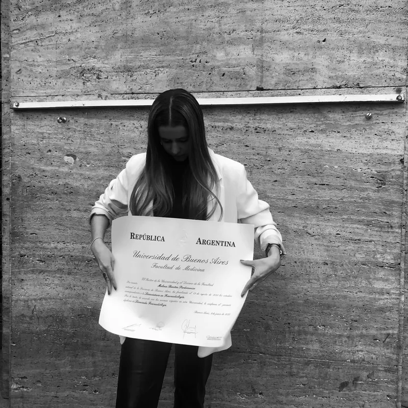Malena con la laurea in Foniatria all'Università di Buenos Aires